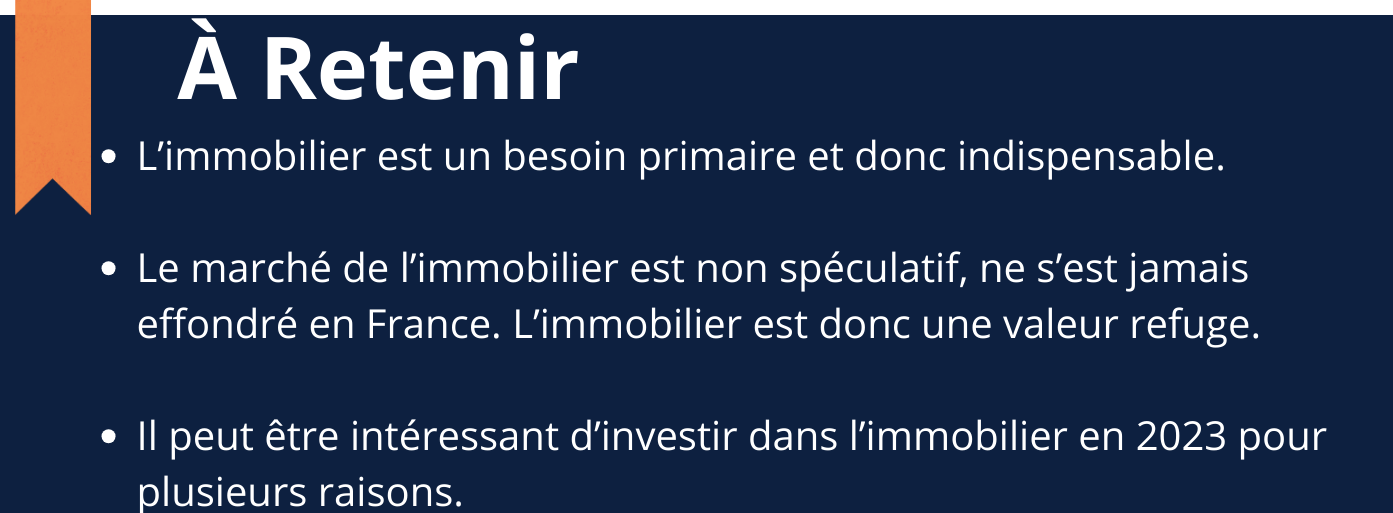 Bandeau "À Retenir" Article : Pourquoi investir dans l'immobilier ?